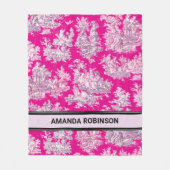 Elegant roze magenta meer toile de jouy fleece deken (Voorkant)