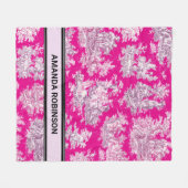 Elegant roze magenta meer toile de jouy fleece deken (Voorkant (Horizontaal))