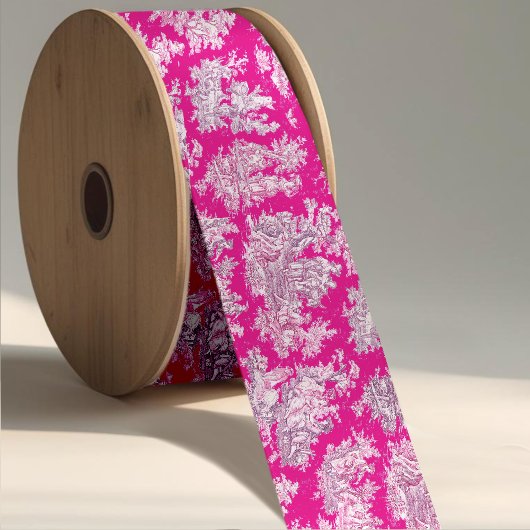 Elegant  roze magenta meer toile de jouy grosgrain lint
