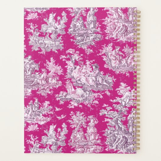 Elegant  roze magenta meer toile de jouy planner (Achterkant)