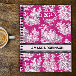 Elegant roze magenta meer toile de jouy planner