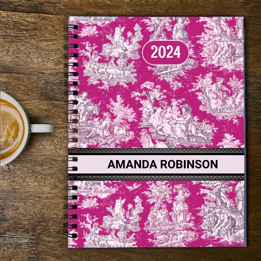 Elegant  roze magenta meer toile de jouy planner