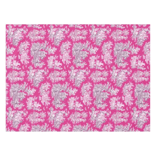 Elegant  roze magenta meer toile de jouy tafelkleed (Voorkant (Horizontaal))