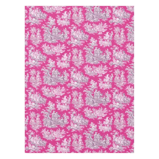 Elegant  roze magenta meer toile de jouy tafelkleed (Voorkant)
