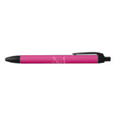Elegant Roze Magenta Wit Monogram Script Naam Zwarte Inkt Pen (Bovenkant)