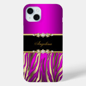 Elegant Roze Magenta Zebra Zwart Goud Case-Mate iPhone Case (Achterkant)