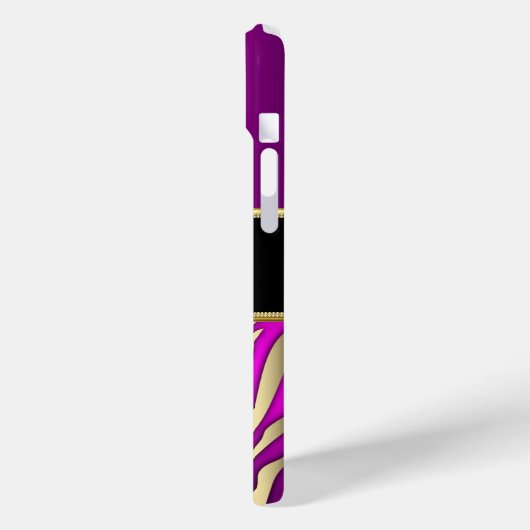 Elegant Roze Magenta Zebra Zwart Goud Case-Mate iPhone Case (Achterkant / Links)