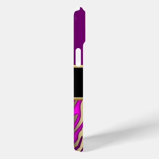 Elegant Roze Magenta Zebra Zwart Goud Case-Mate iPhone Case (Achterkant / Rechts)