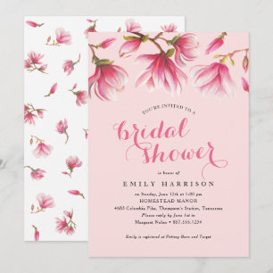 Elegant roze Magnolia Flowers Vrijgezellenfeest Kaart