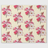 Elegant  Roze Magnolia over Beige Cadeaupapier (Vlak)