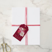 Elegant -roze Magnolia over Bourgogne Cadeaulabel (Met Touw)