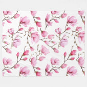 Elegant roze magnolia patroon fleece deken (Voorkant (Horizontaal))