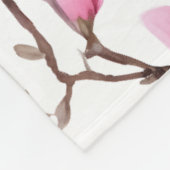 Elegant roze magnolia patroon fleece deken (Hoek)