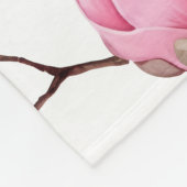 Elegant roze magnolia patroon fleece deken (Hoek)