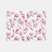 Elegant roze magnolia patroon fleece deken (Voorkant (Horizontaal))