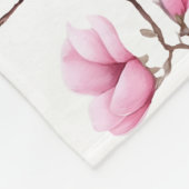 Elegant roze magnolia patroon fleece deken (Hoek)