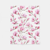 Elegant roze magnolia patroon fleece deken (Voorkant)
