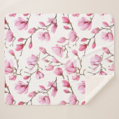 Elegant roze magnolia patroon sherpa deken (Voorkant (horizontaal))