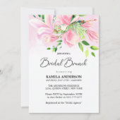 Elegant Roze Magnolia Waterverf Bruidsbrunch Kaart (Voorkant)