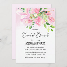 Elegant Roze Magnolia Waterverf Bruidsbrunch Kaart