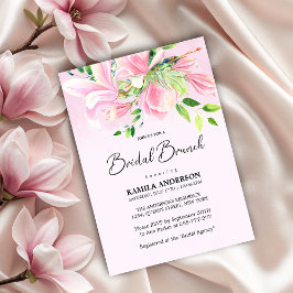 Elegant Roze Magnolia Waterverf Bruidsbrunch Kaart
