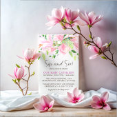 Elegant Roze Magnolia Waterverf Sip en See Kaart