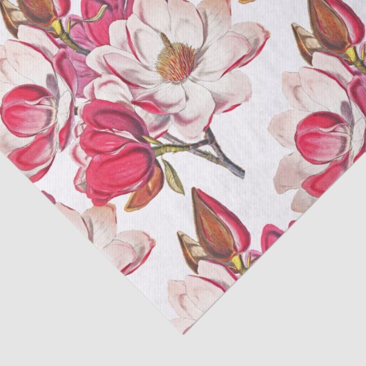 Elegant  Roze Magnolia White Tissuepapier (Detail)