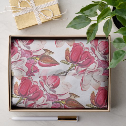 Elegant  Roze Magnolia White Tissuepapier (Geschenk)