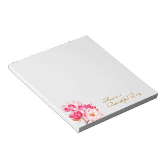 Elegant  Roze Magnolias Floral Blocnote (Schuin)