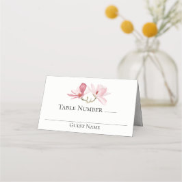Elegant roze Magnolias Floral Wedding Table Plaatskaartje