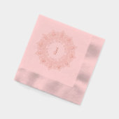 Elegant roze mandala monogram folie servetten (Links)