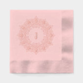 Elegant roze mandala monogram folie servetten (Voorkant)