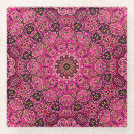 Elegant Roze Mandala Motief Glazen Onderzetter
