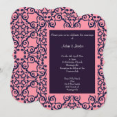 Elegant roze marine Abstract Pattern WEDDING Kaart (Voorkant / Achterkant)