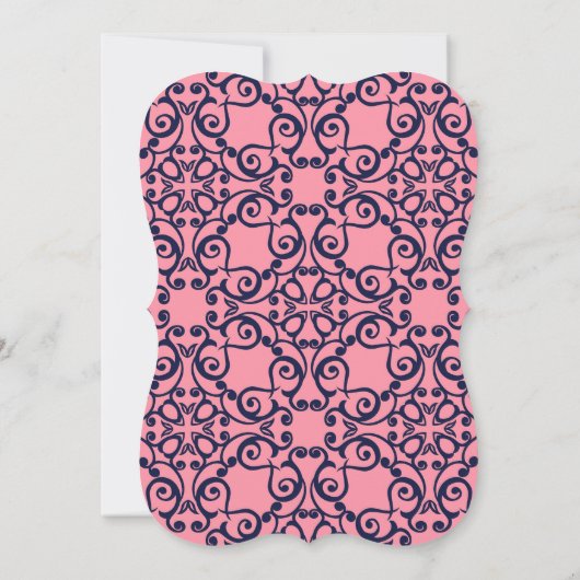 Elegant roze marine Abstract Pattern WEDDING Kaart (Achterkant)