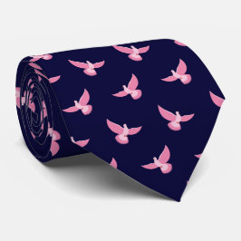 Elegant roze marine blauwe duif naadloos patroon stropdas