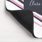 Elegant roze, marineblauw en witte marmer muismat (Hoek)