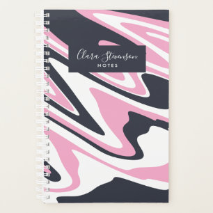 Elegant roze, marineblauw en witte marmer planner