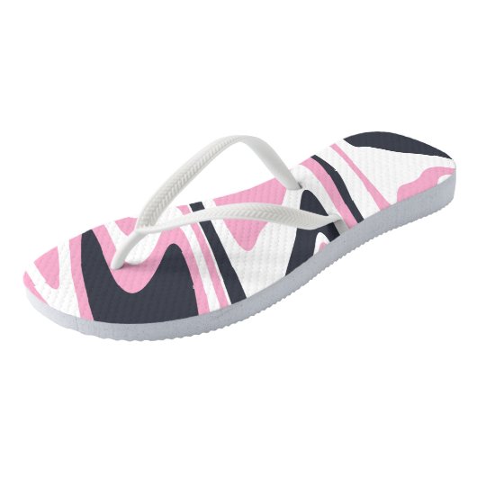 Elegant roze, marineblauw en witte marmer teenslippers (Schuin)
