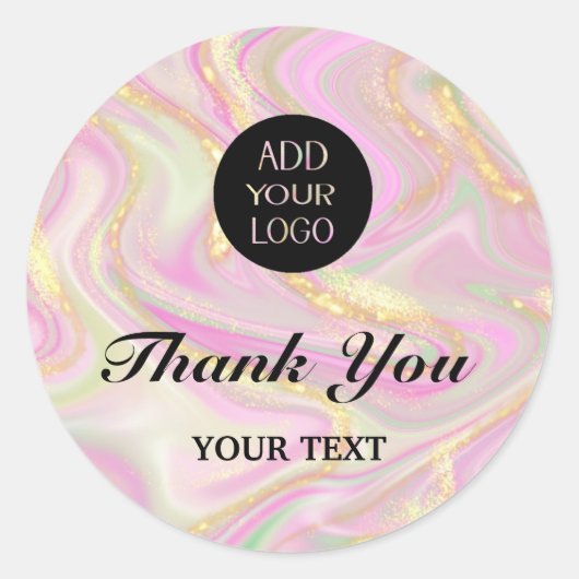 elegant roze marmer chic gold glitter ronde sticker (Voorkant)