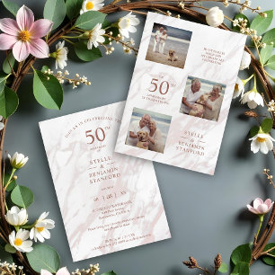 Elegant Roze Marmer Effect Drie foto's Collage