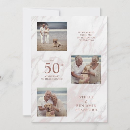 Elegant roze marmer effect drie foto's collage (Voorkant)