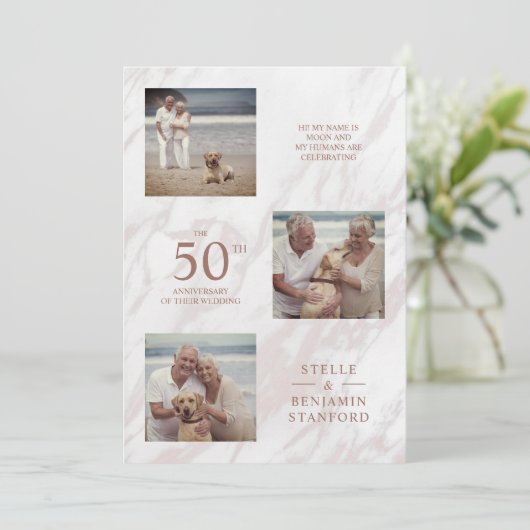 Elegant roze marmer effect drie foto's collage (Staand voorkant)