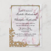 Elegant roze marmer en goudparelbruiloft briefkaart (Voorkant)