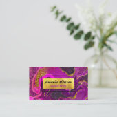 Elegant roze marmer faux goudglitter visitekaartje (Staand voorkant)