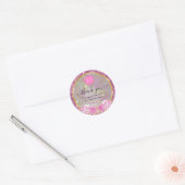 Elegant roze marmer Floral Chic Gold Glitter Ronde Sticker (Envelop)