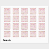 Elegant roze marmer Floral Chic Gold Glitter Vierkante Sticker (Vel)