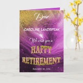 Elegant roze marmer Gold Glitter Happy Retirement Kaart (Gele Bloem)