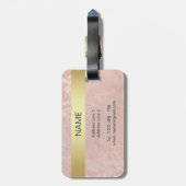 Elegant roze marmer Gold Monogram Letter Initiaal Bagagelabel (Achterkant verticaal)