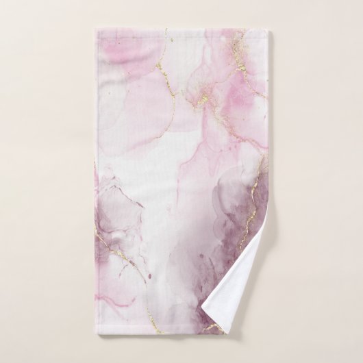 Elegant roze marmer Gold Vein Pattern Bad Handdoek (Handdoek)